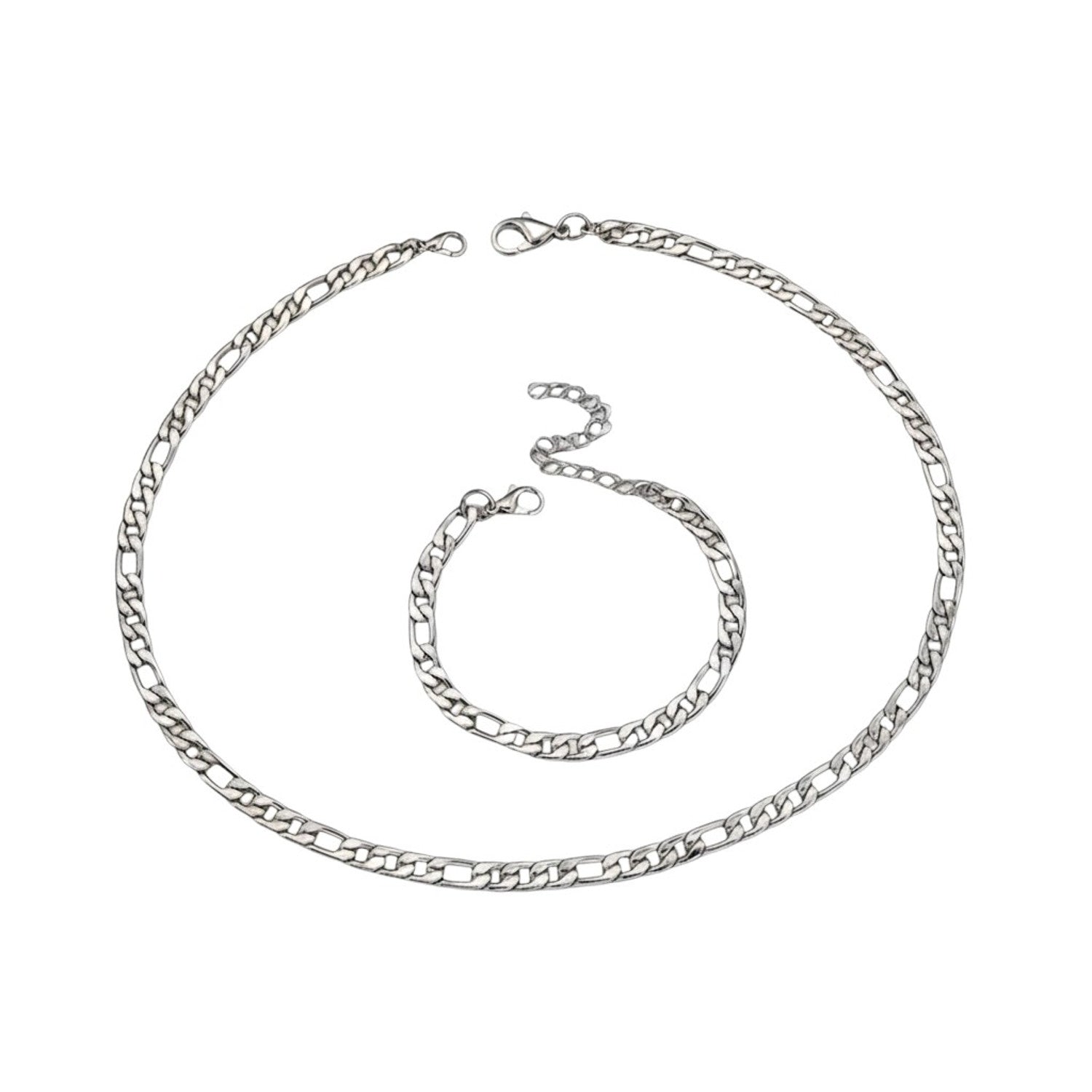 Schmuckset Herren Silber Armband und Kette Edelstahl Karma