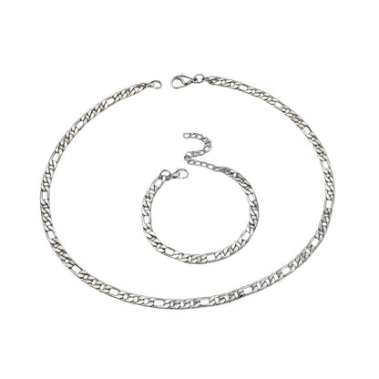 Schmuckset Herren Silber Armband und Kette Edelstahl Karma