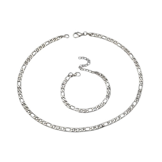 Schmuckset Herren Silber Armband und Kette Edelstahl Karma