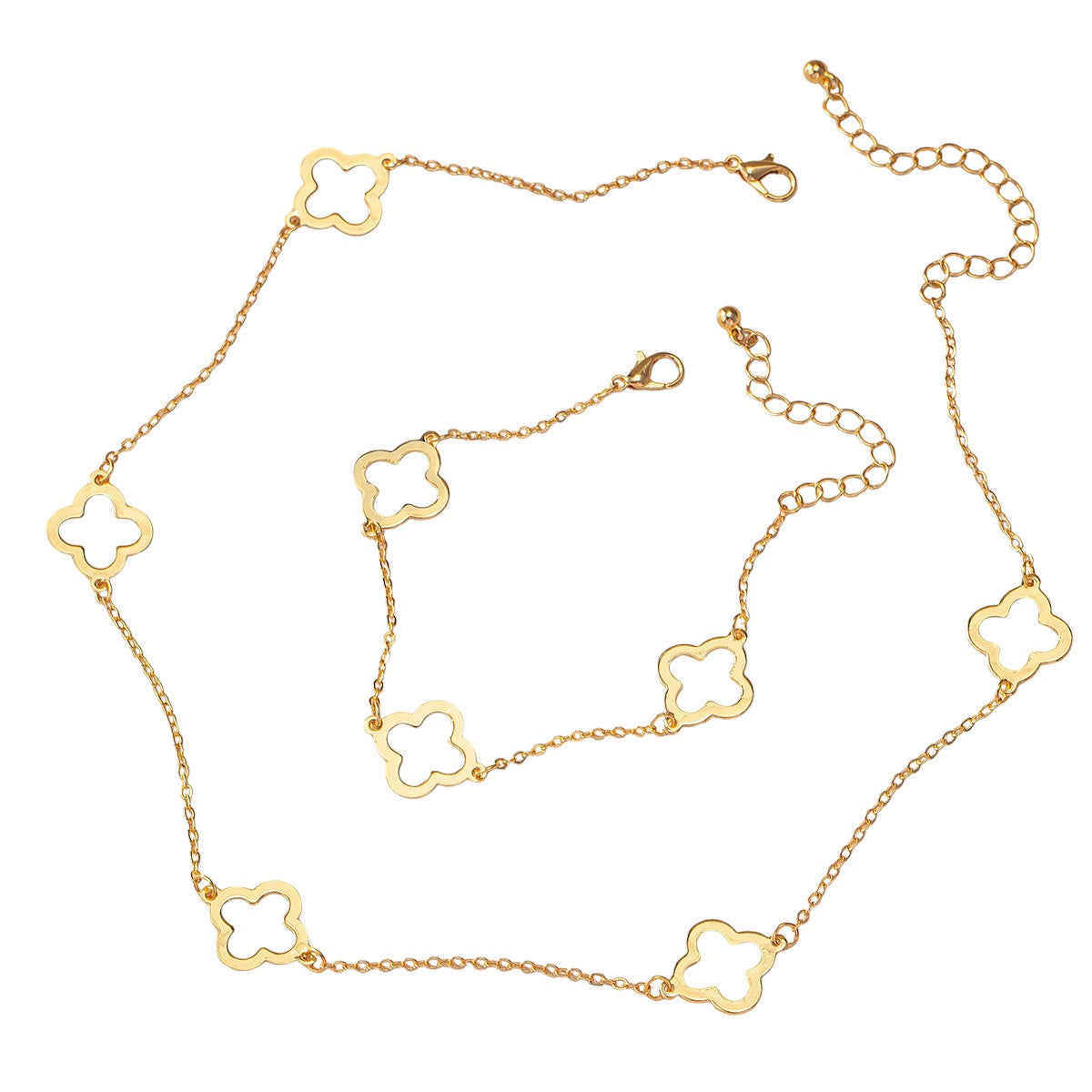 Schmuckset Damen Gold Kleeblätter KARMA
