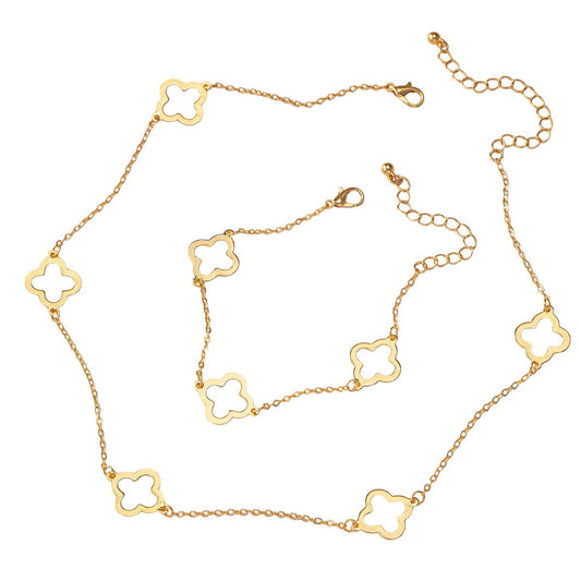 Schmuckset Damen Gold Kleeblätter KARMA