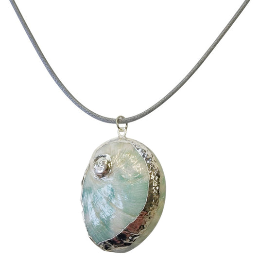 Halskette Abalone Muschel Damen Grau Grün Modern Damenhalskette Muschelkette Karma