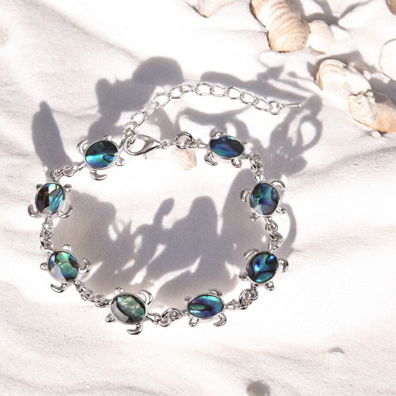 Armband Schildkröte Silber Abalone Muscheln Karma