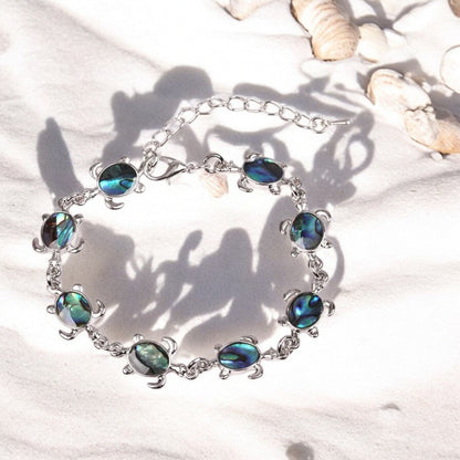 Armband Schildkröte Silber Abalone Muscheln Karma