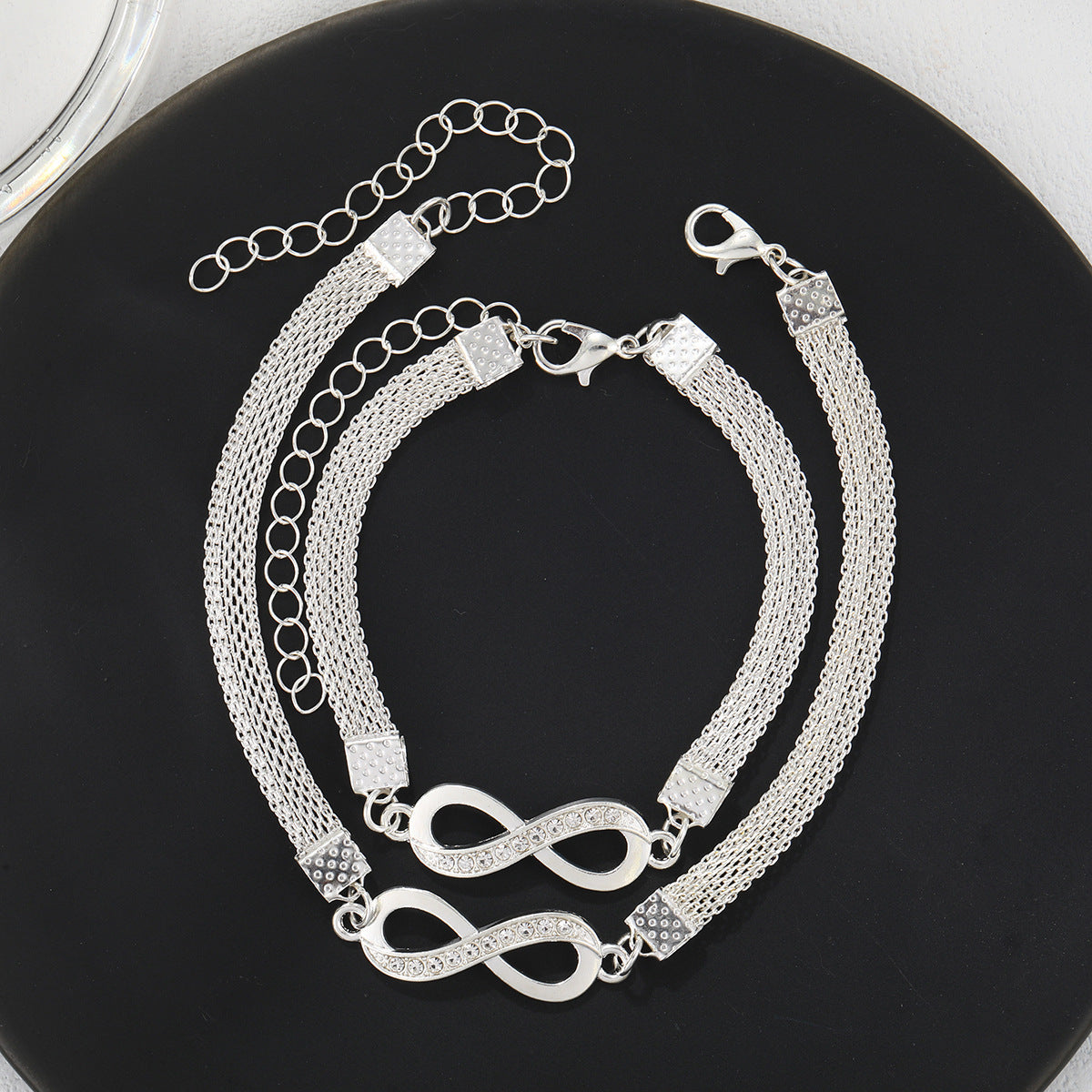 Fußkettchen Set mit Armband Infinity silber KARMA
