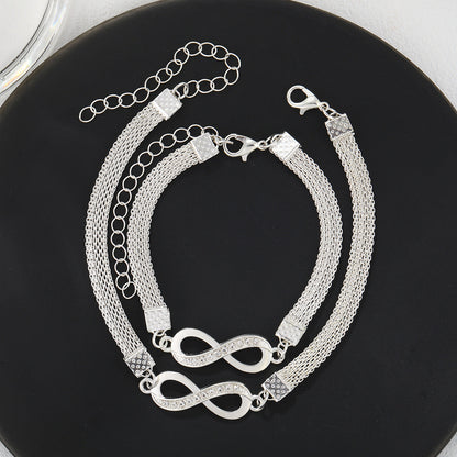 Fußkettchen Set mit Armband Infinity silber KARMA