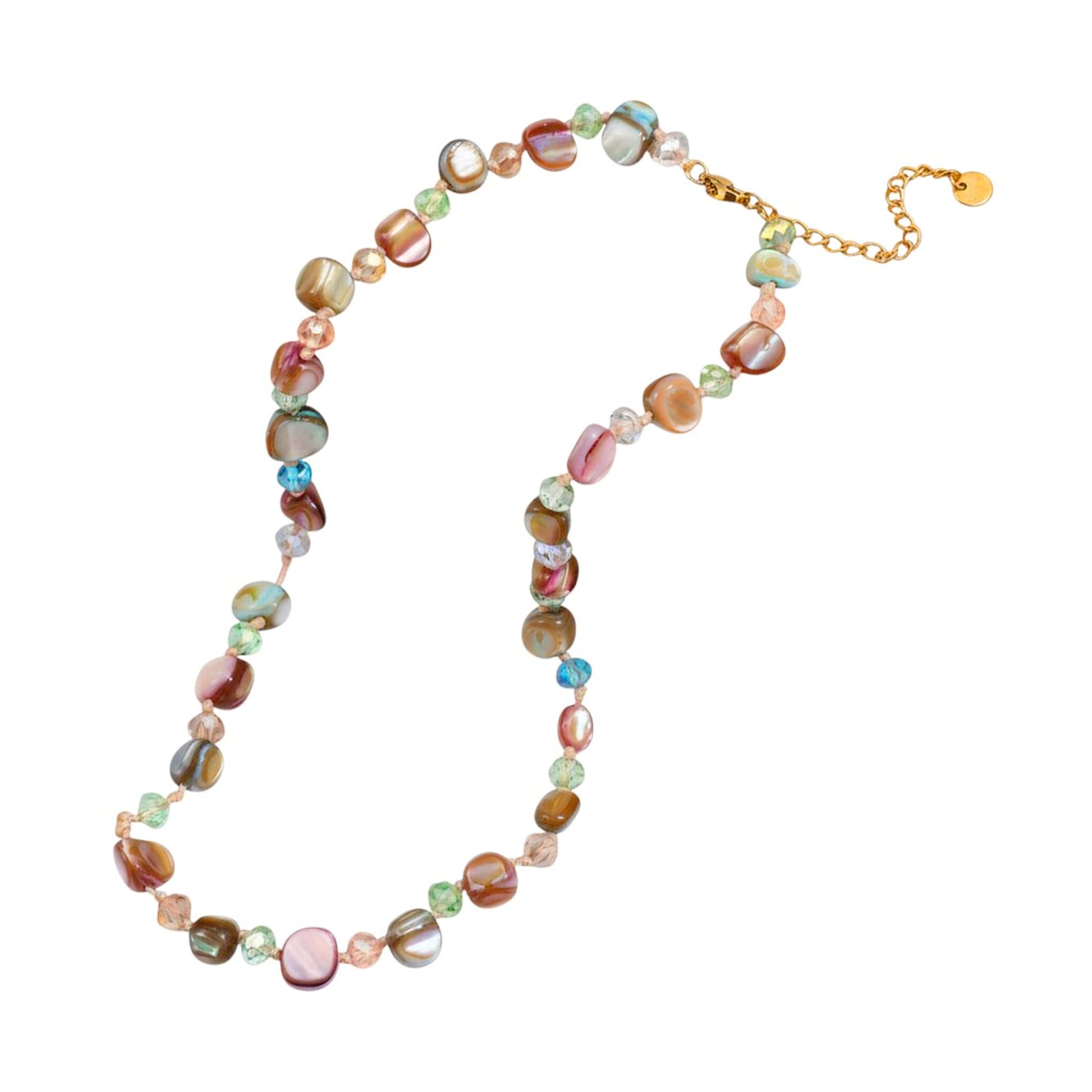 Halskette Damen bunt modern Glas & Steine Kette Damenhalskette KARMA