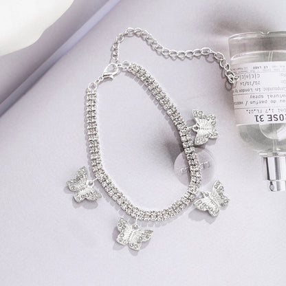 Fußkette Schmetterling Silber verstellbares Fußkettchen modern Karma