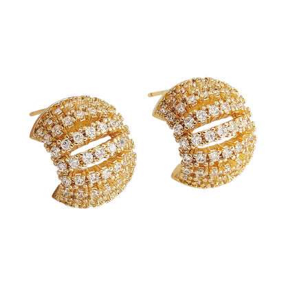 Halb-Creolen vergoldet Zirkone Damencreolen wasserfest hypoallergen