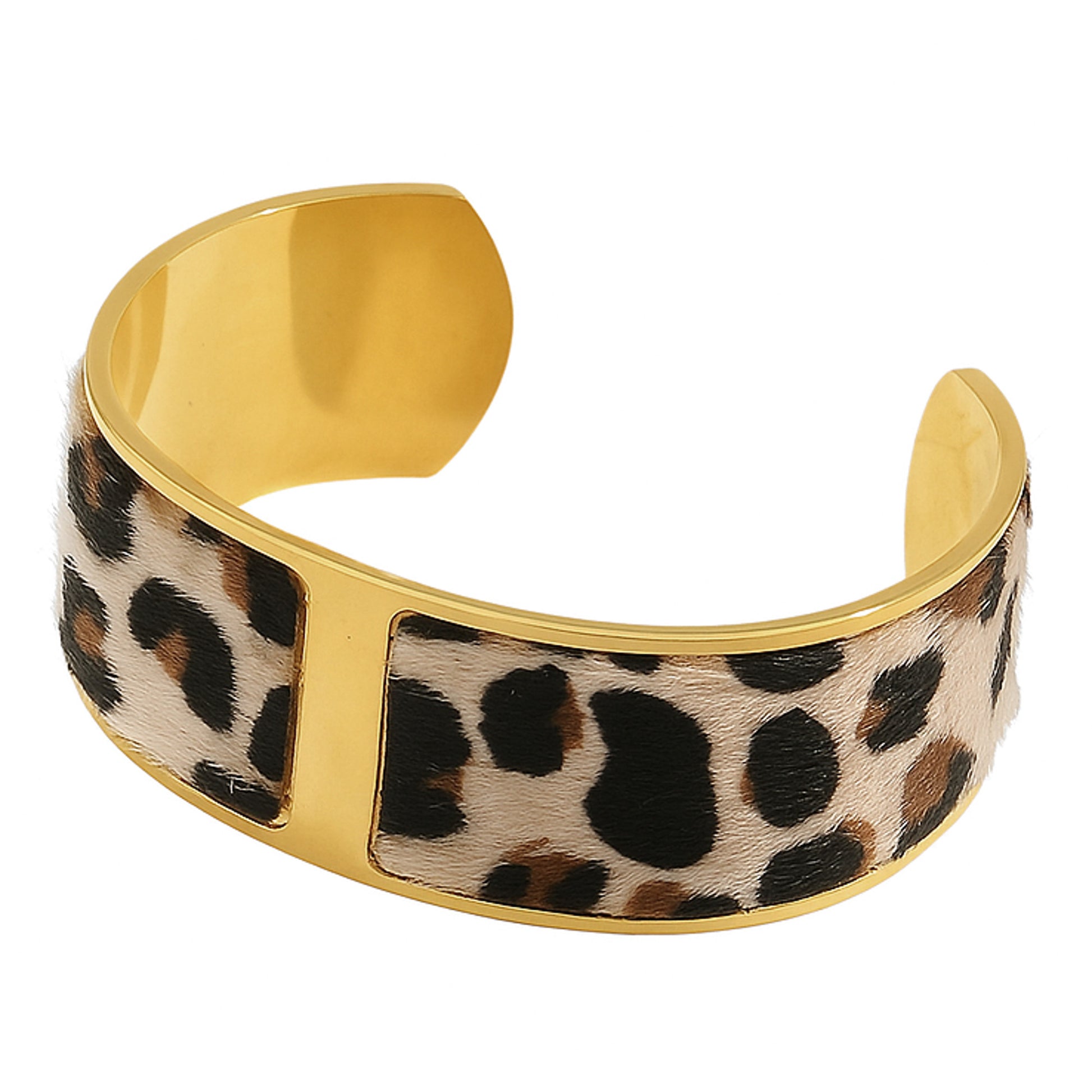 Armband Leo Print Gold Edelstahl Kunstfell Damenarmband KARMA