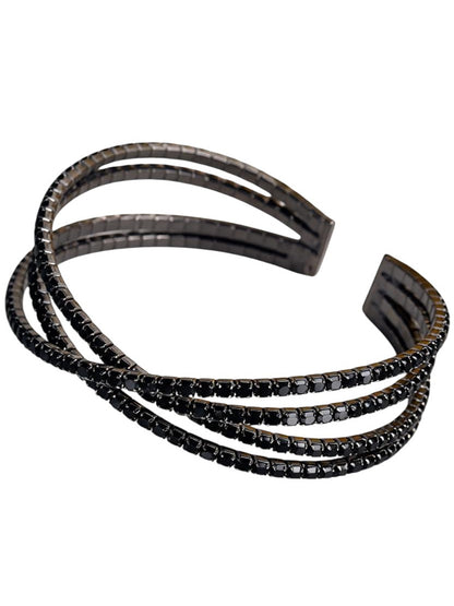 Damen Strass Armreif schwarz glitzernd KARMA