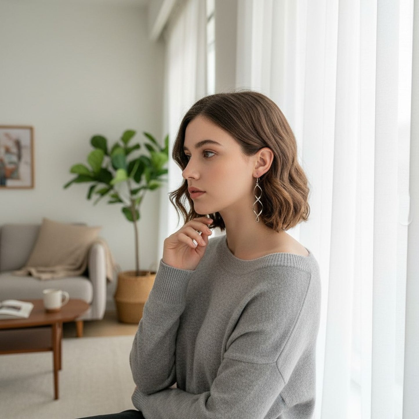 Ohrhänger Spiralen Silber Edelstahl Wasserfest Hypoallergen Damenohrringe
