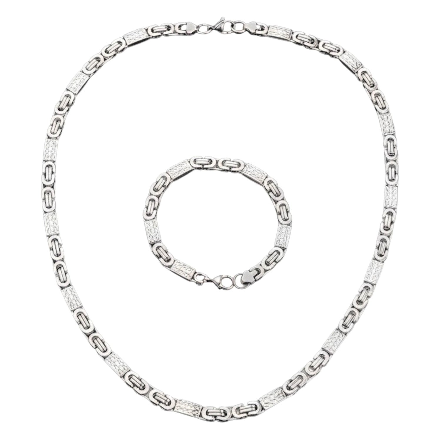 Schmuckset Herren Silber Edelstahl Armband und Kette in Schmuckbox Karma
