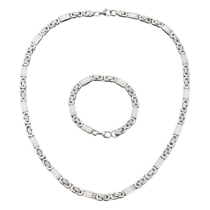 Schmuckset Herren Silber Edelstahl Armband und Kette in Schmuckbox Karma