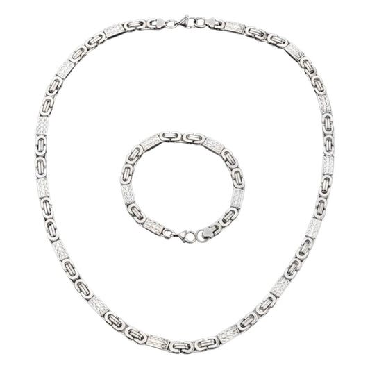 Schmuckset Herren Silber Edelstahl Armband und Kette in Schmuckbox Karma