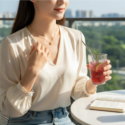 Halskette Herz Gold Damen Edelstahl 40 cm wasserfest hypoallergen Karma