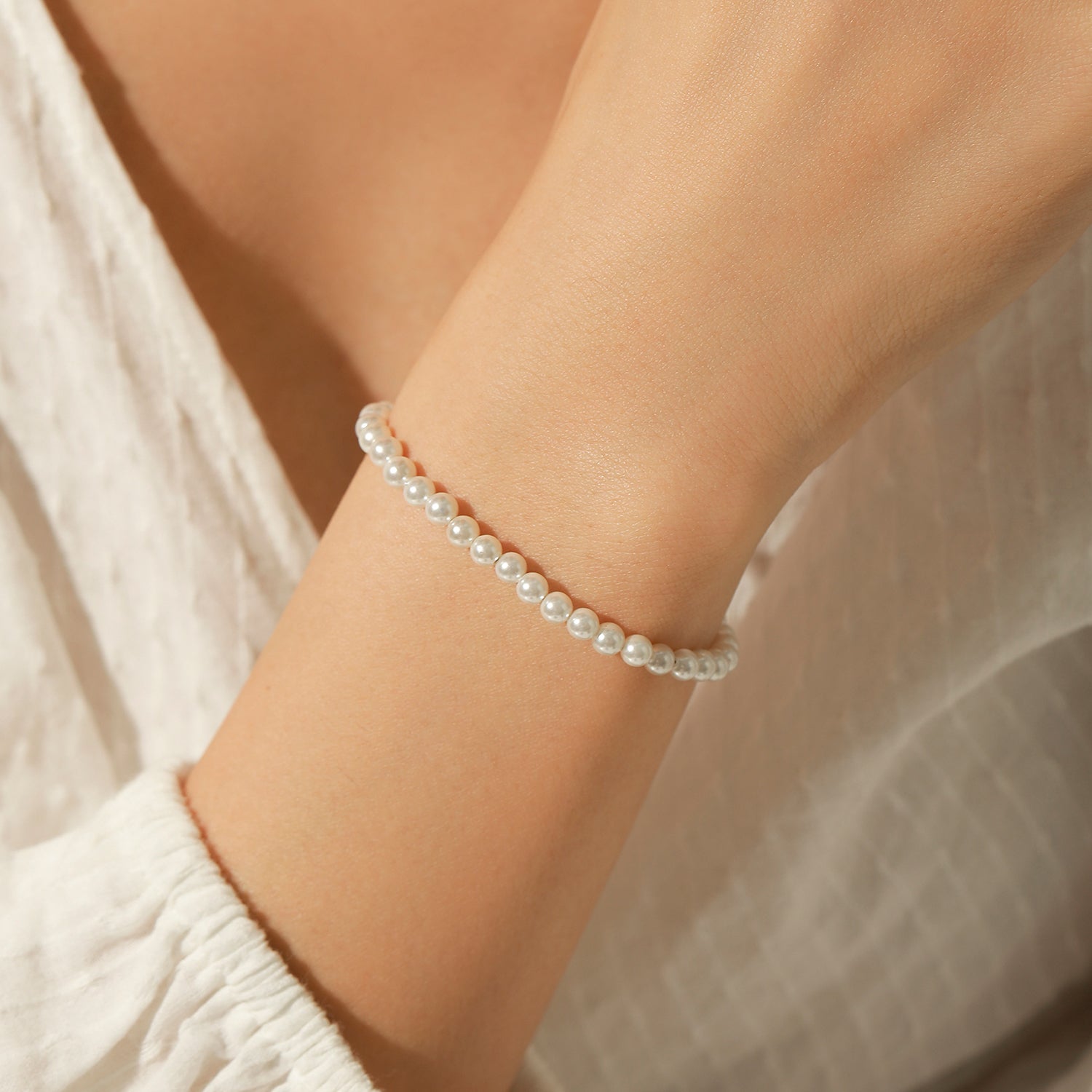 Perlenarmband weiß Silber 925 KARMA