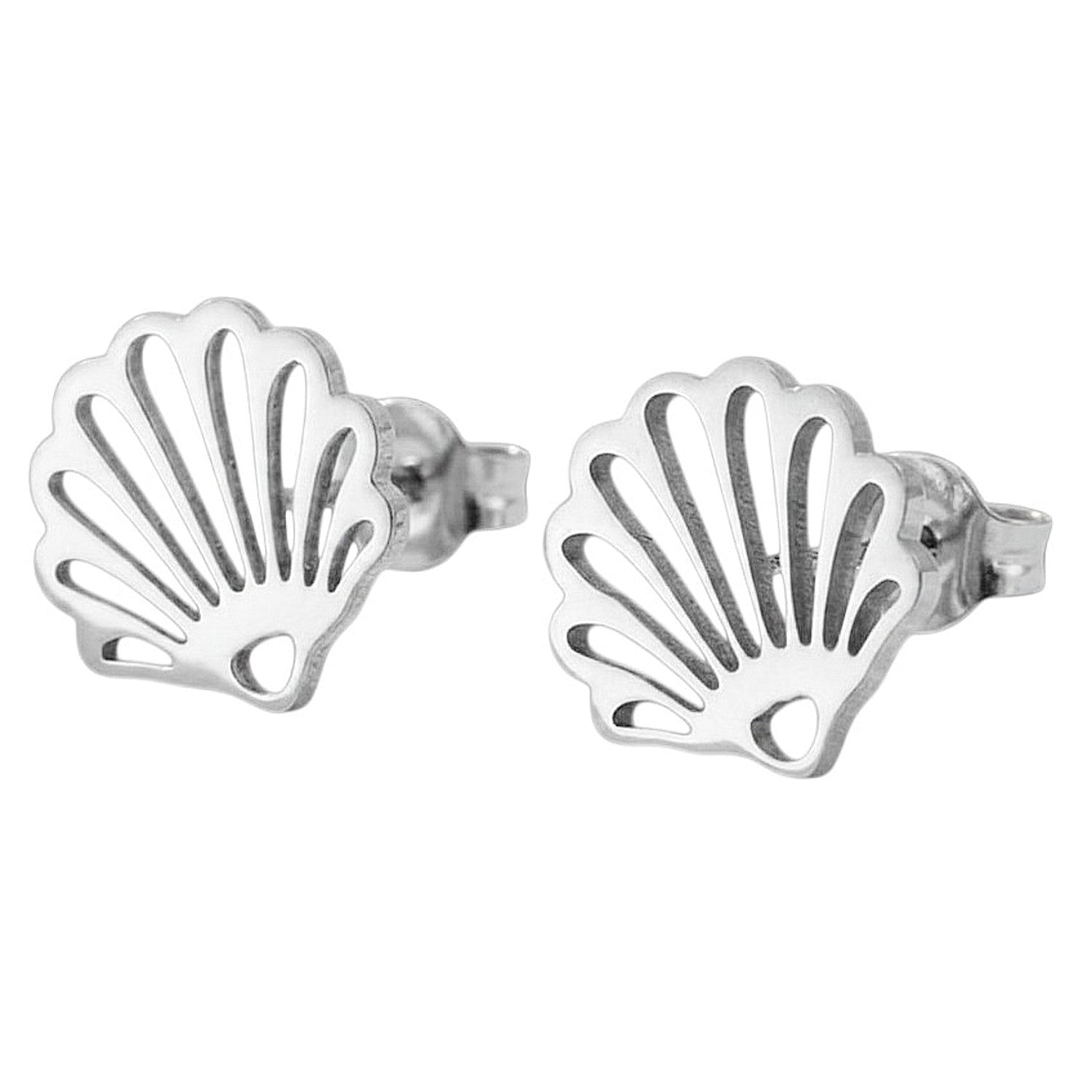 Ohrstecker Muscheln Damen Silber 0,9 cm Edelstahl wasserfest hypoallergen Ohrringe Karma