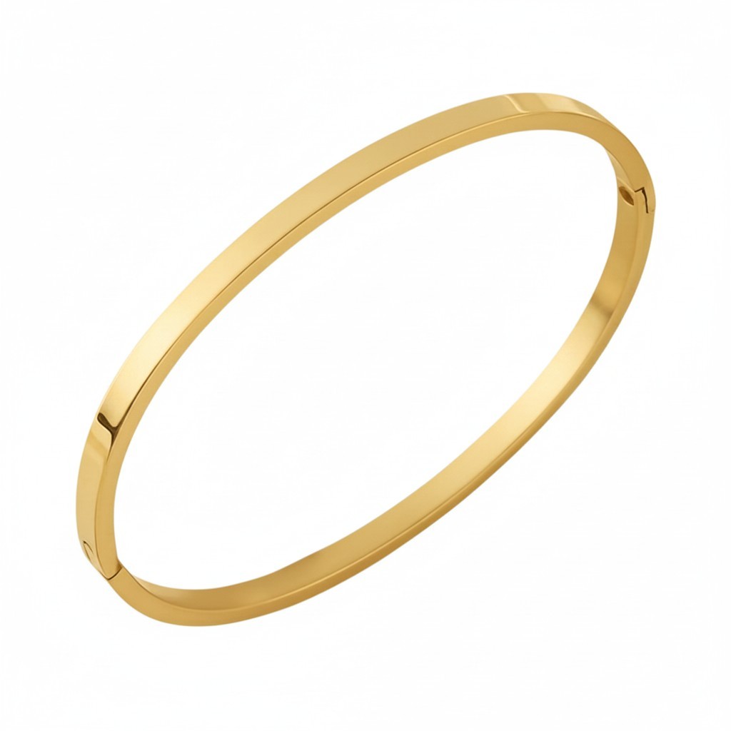 Armreif Gold oval 6 cm Damen Edelstahl vergoldet hypoallergen Damenarmreif Armschmuck Karma