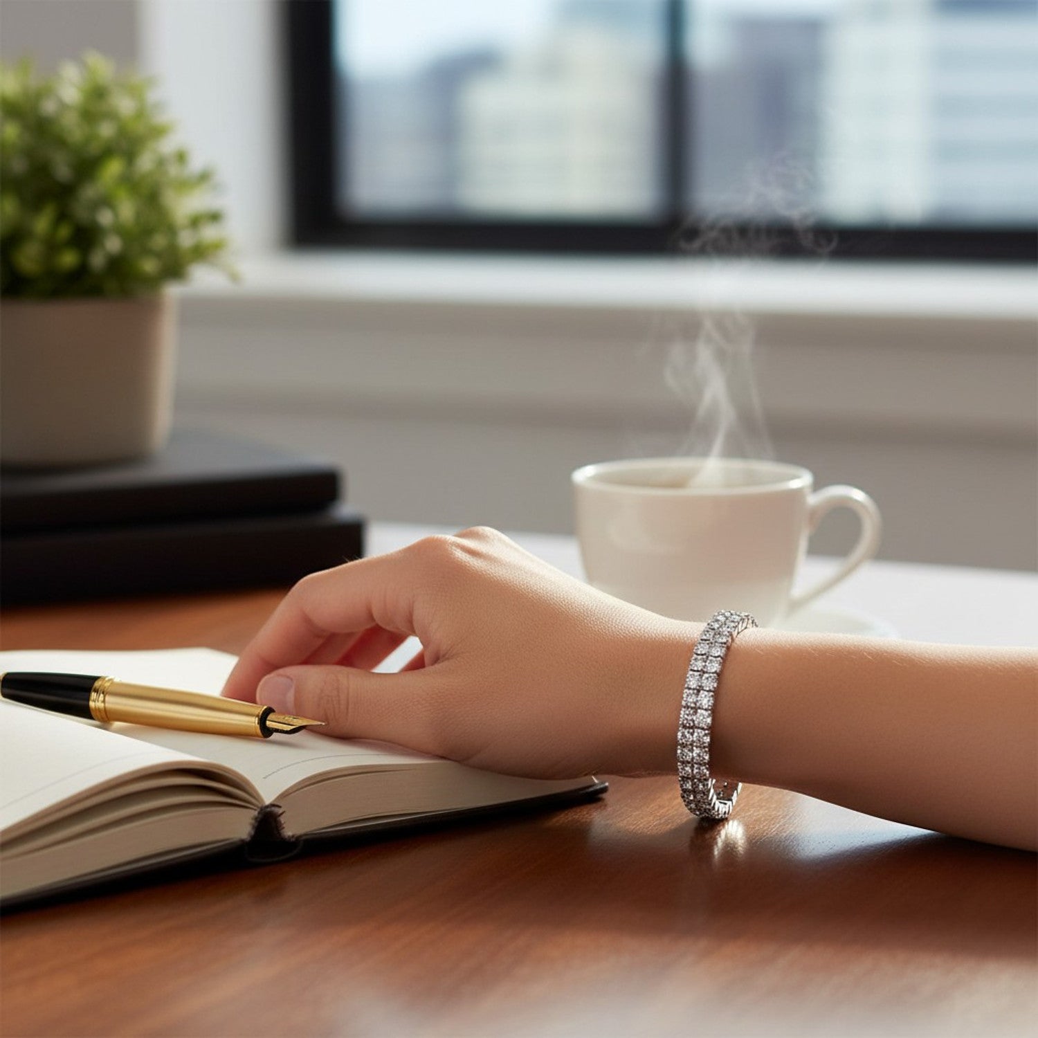 Strassarmband Silber 0,7 cm Damen Armband modern Karma