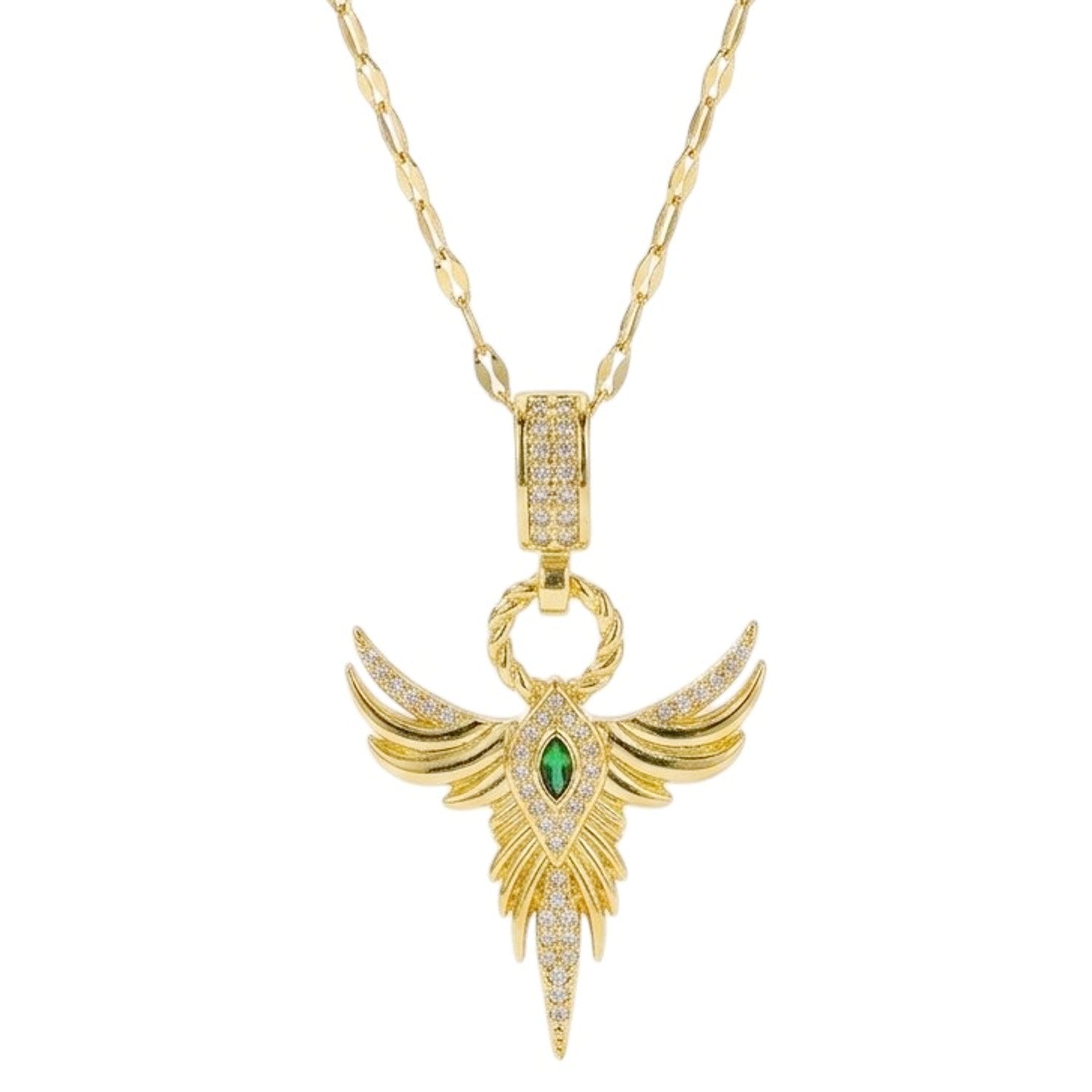 Halskette Flügel Gold Edelstahl vergoldet 40 cm wasserfest rostfrei Damen Kette Karma