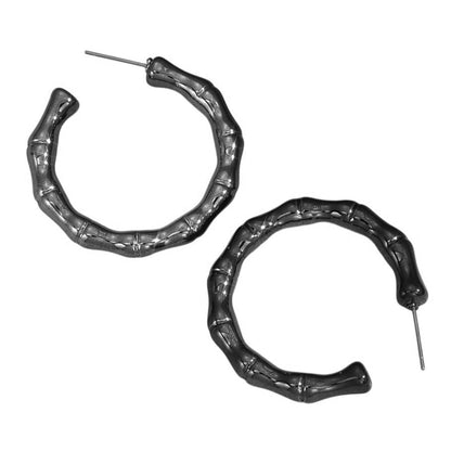 Creolen Damen Schwarz Acryl 3,8 cm Ohrringe extra leicht Karma