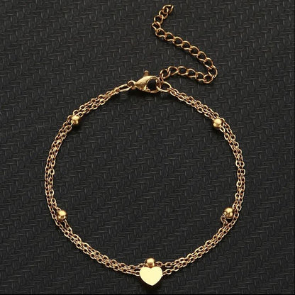 Fußkettchen Edelstahl mit Herz gold oder silber KARMA