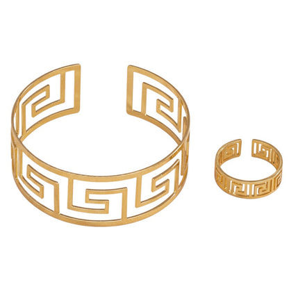 Schmuckset Armreif und Ring Gold Damen Karma