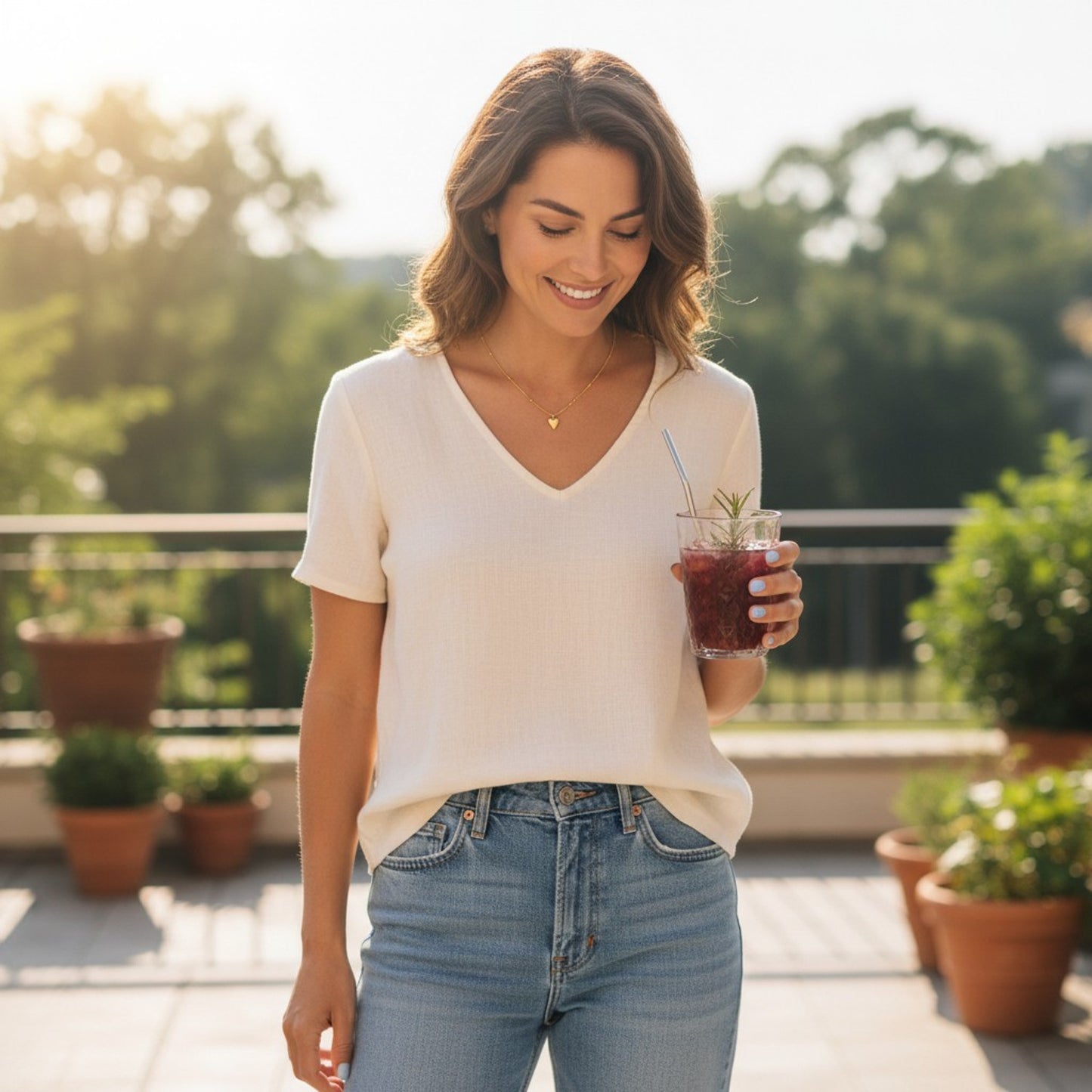 Halskette Herz Gold Damen Edelstahl 40 cm wasserfest hypoallergen Karma