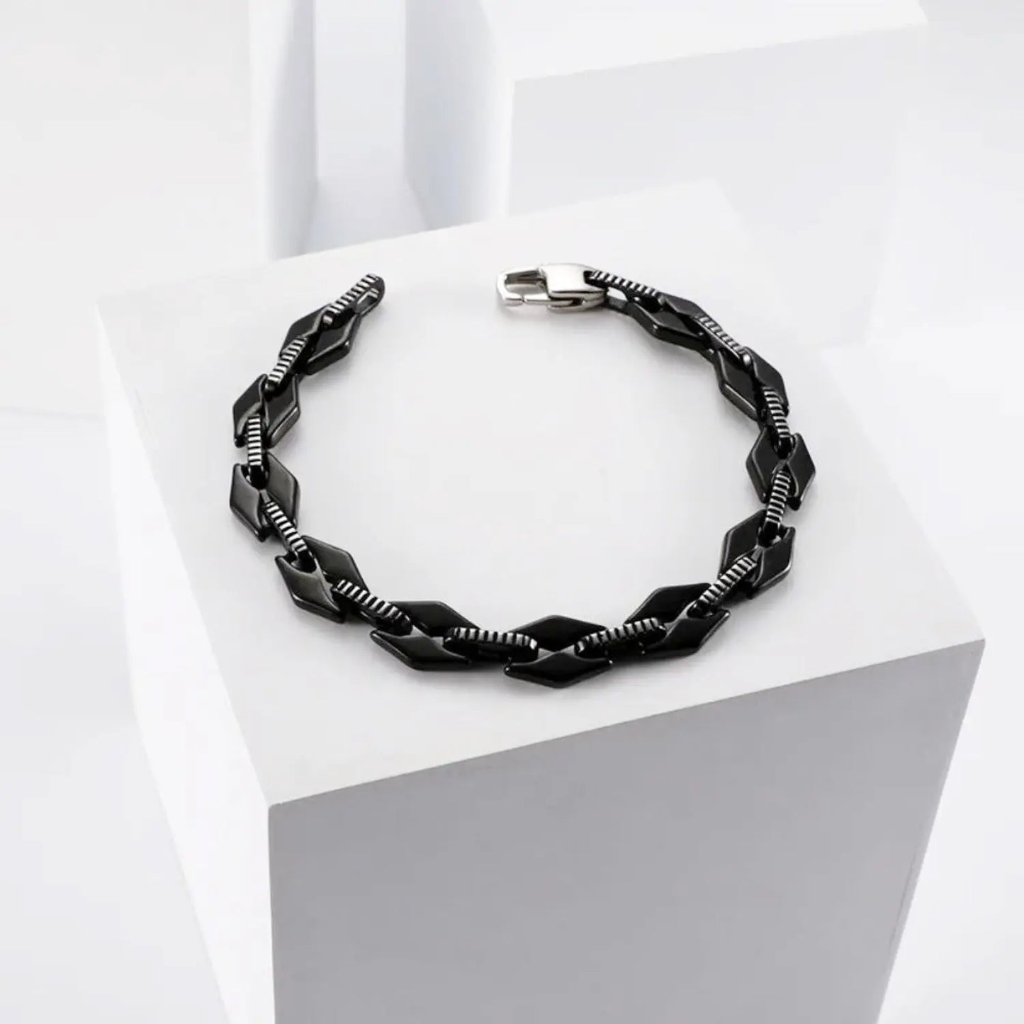 Herrenarmband Schwarz Edelstahl KARMA