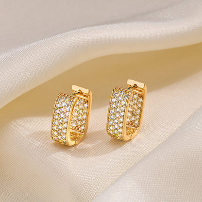 Creolen Damen Gold 1,8 cm Kristalle Damen Ohrringe Karma