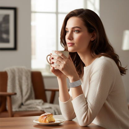 Strassarmband Silber 3,5 cm Damen Armband modern Karma