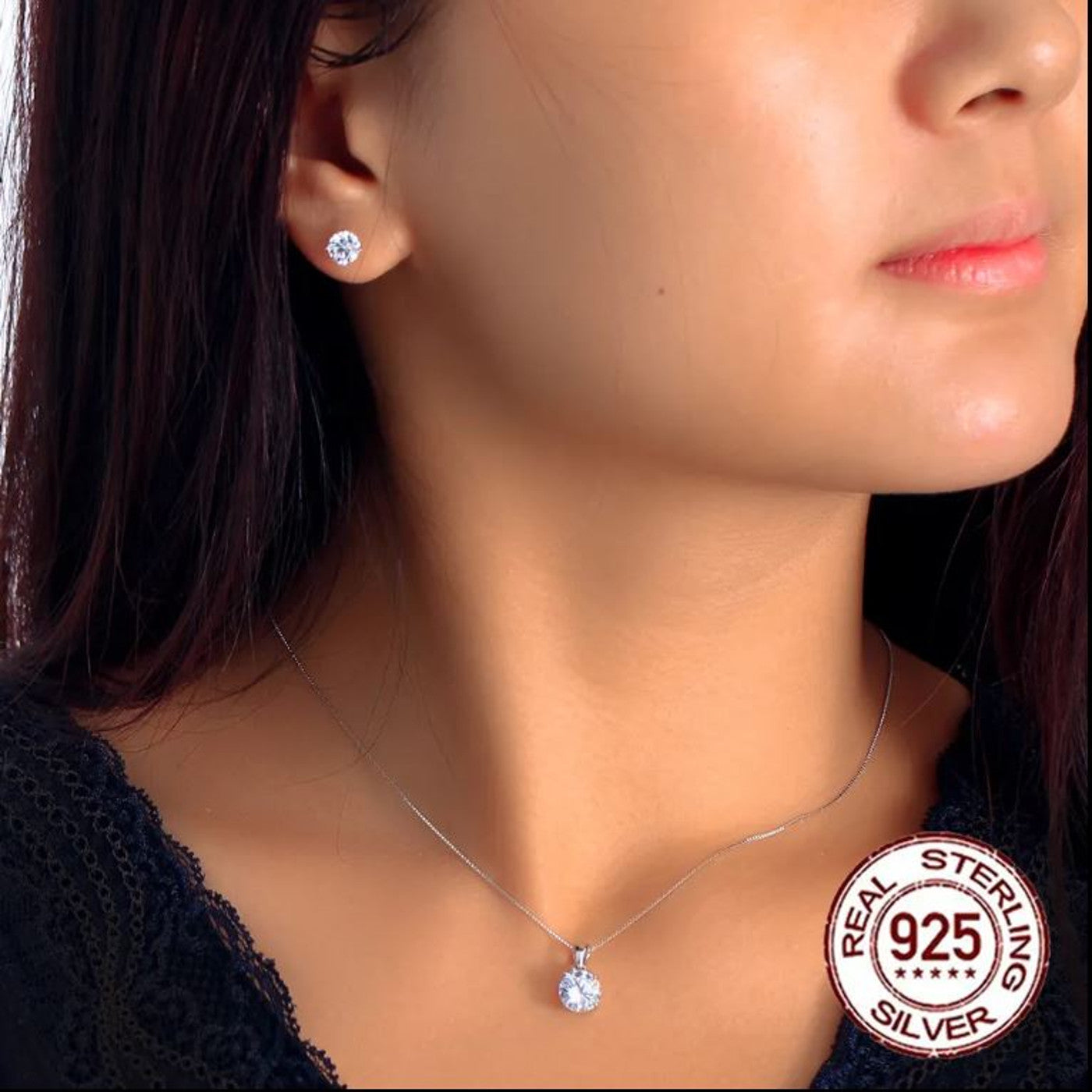 Schmuckset Silber 925 + Zircon in Schmuckbox Karma