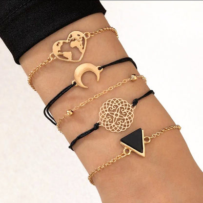 4teiliges Armbandset Schwarz Gold KARMA