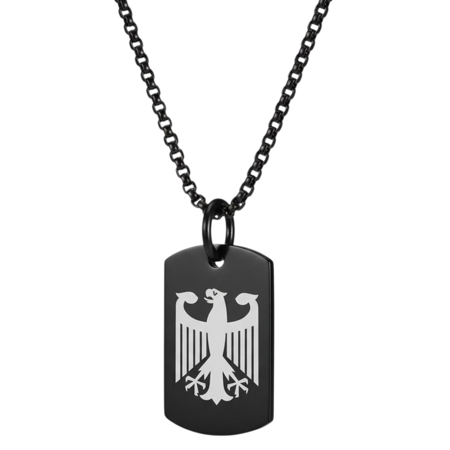 Halskette Adler Schwarz Edelstahl modern Herren Kette wasserfest hypoallergen Karma