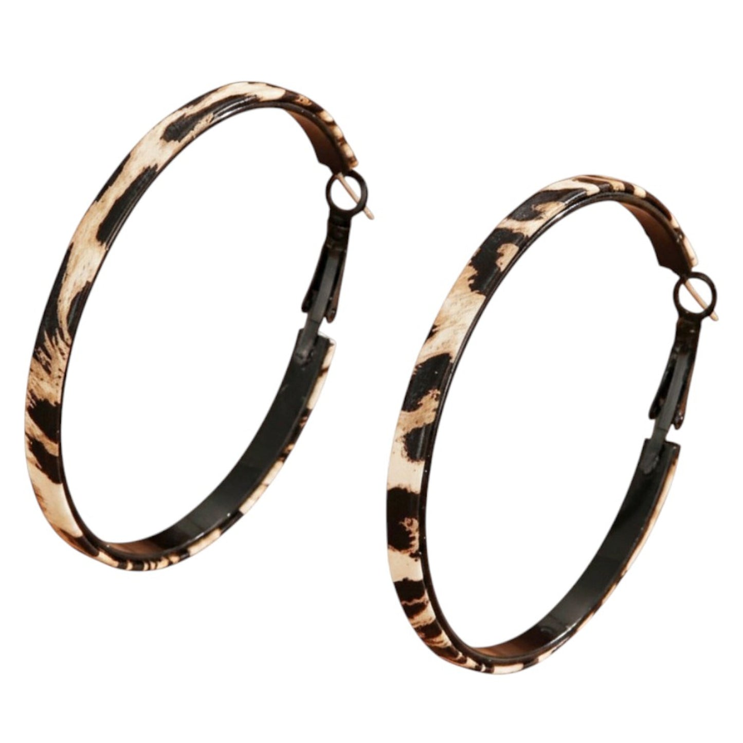 Creolen Leo Braun Schwarz 5 cm Damen Ohrringe modern Leoohrringe Leocreolen Karma