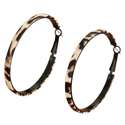 Creolen Leo Braun Schwarz 5 cm Damen Ohrringe modern Leoohrringe Leocreolen Karma