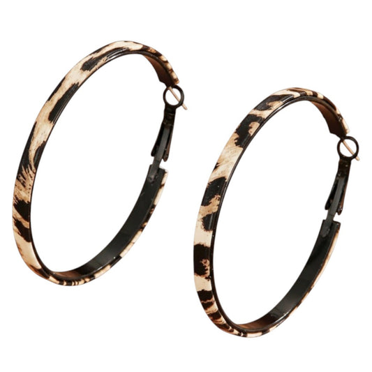 Creolen Leo Braun Schwarz 5 cm Damen Ohrringe modern Leoohrringe Leocreolen Karma