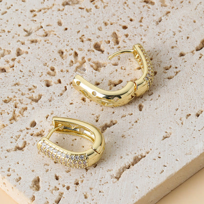 Creolen Damen Gold 2 cm Zirkone Damen Ohrringe Karma
