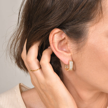 Creolen Damen Gold 1,8 cm Kristalle Damen Ohrringe Karma