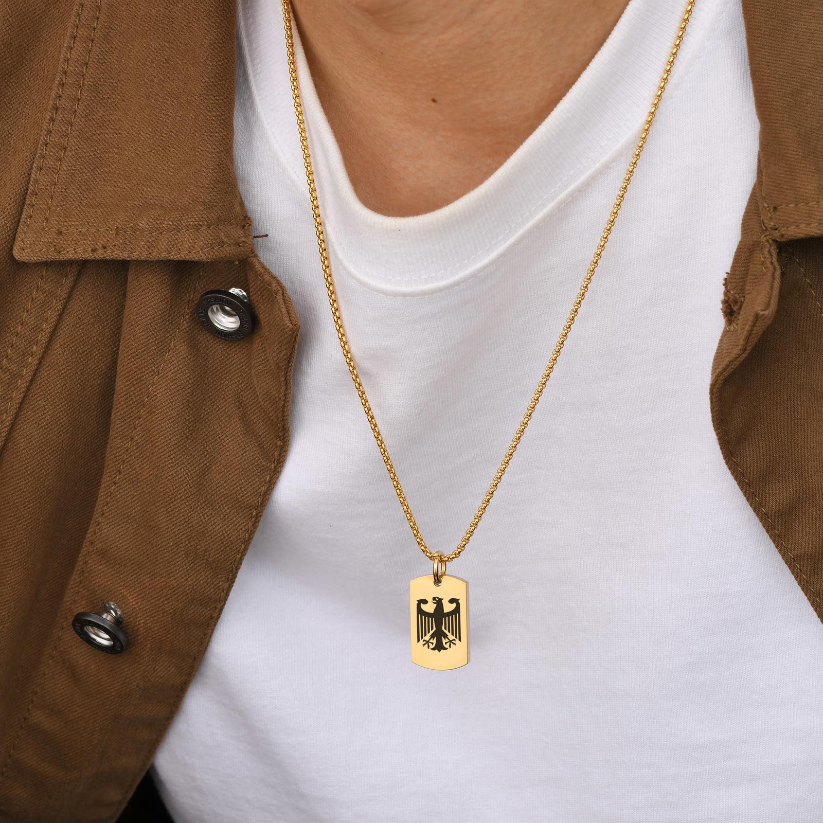 Halskette Adler Gold Edelstahl modern Herren Kette wasserfest hypoallergen Karma