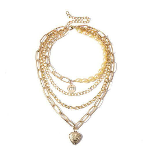 Halskette Gold mehrlagig mit Herz KARMA