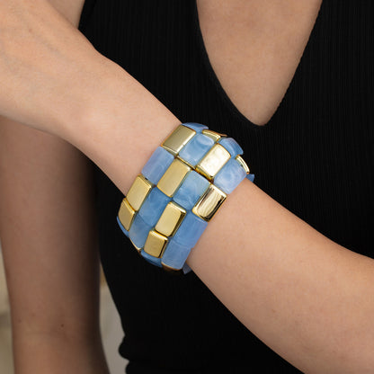 Breites Armband Damen Acryl vers. Farben modern dehnbar KARMA