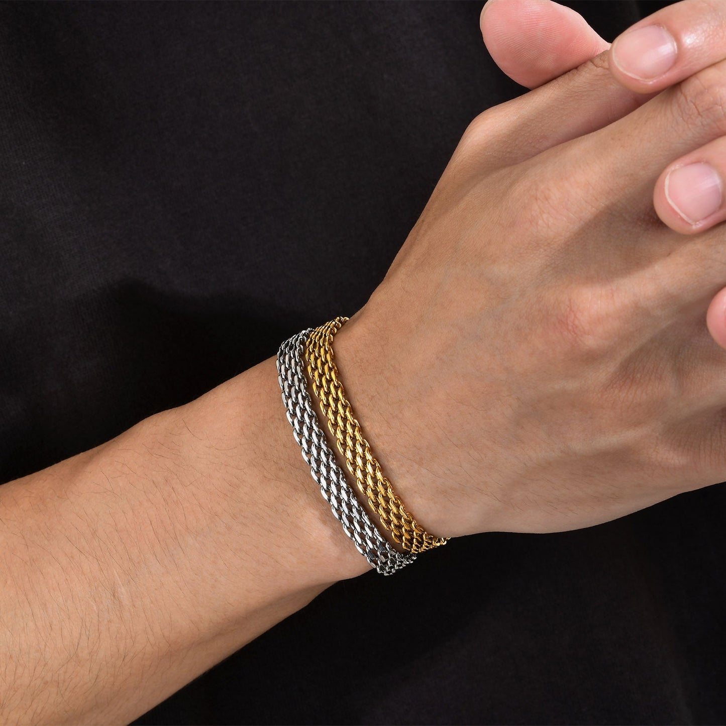 Herrenarmband aus Edelstahl in Silber KARMA