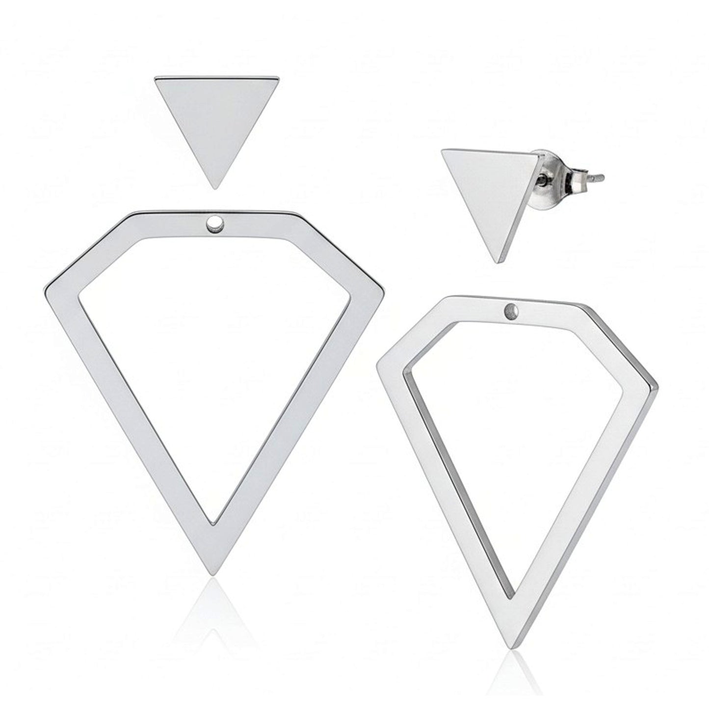 Ohrstecker Cut Out Silber Dreieck Edelstahl wasserfest hypoallergen Karma