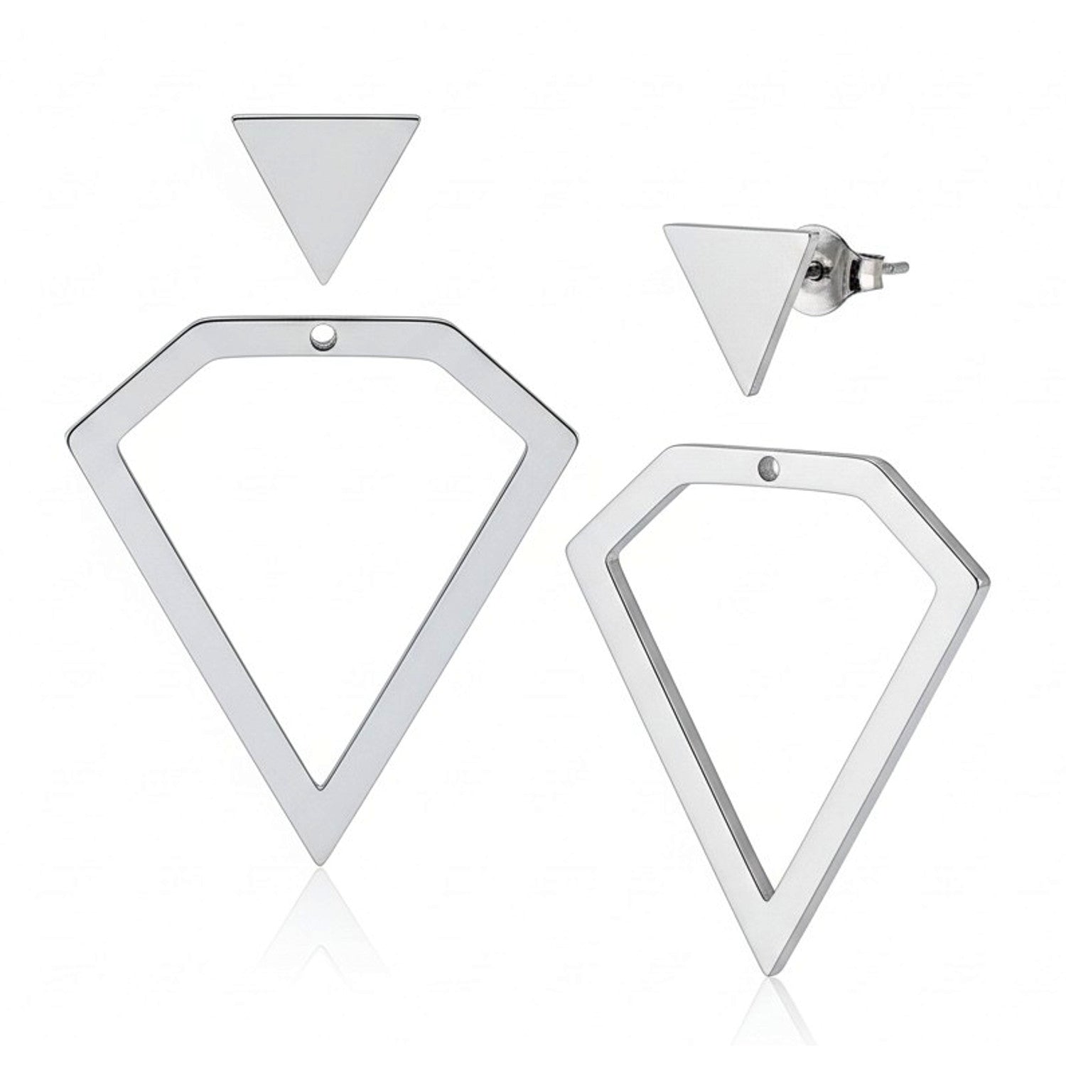 Ohrstecker Cut Out Silber Dreieck Edelstahl wasserfest hypoallergen Karma