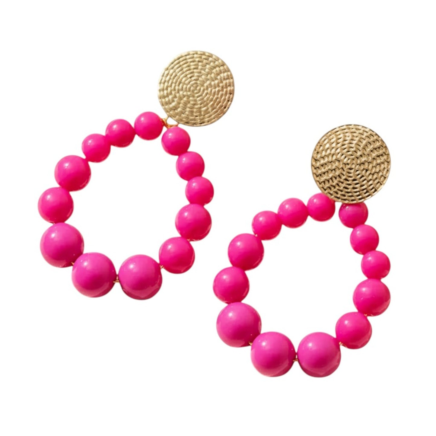 XL Perlenohrringe Pink Acryl  7 cm modern Damen Ohrringe Perlen Karma