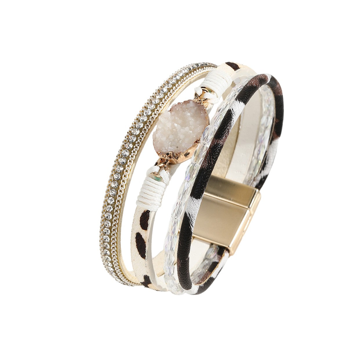 Lederarmband mehrreihig Damen Leo beige KARMA