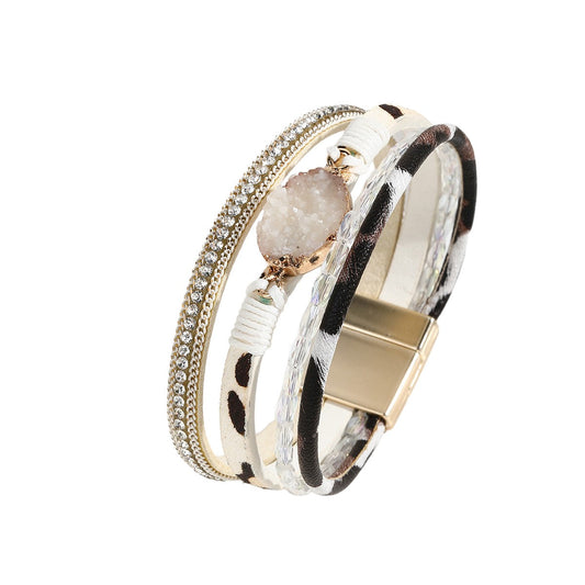 Lederarmband mehrreihig Damen Leo beige KARMA