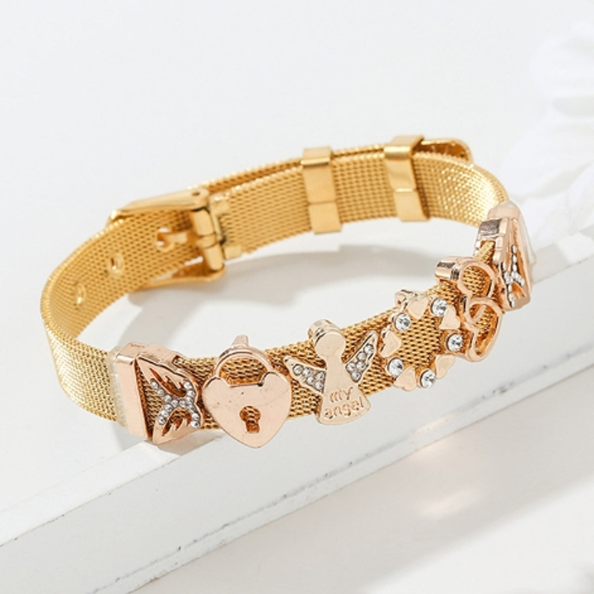 Edelstahlarmband Damen Silber Rosé oder Gold KARMA